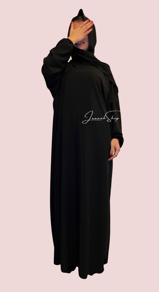 Abaya hijab intégré Noir