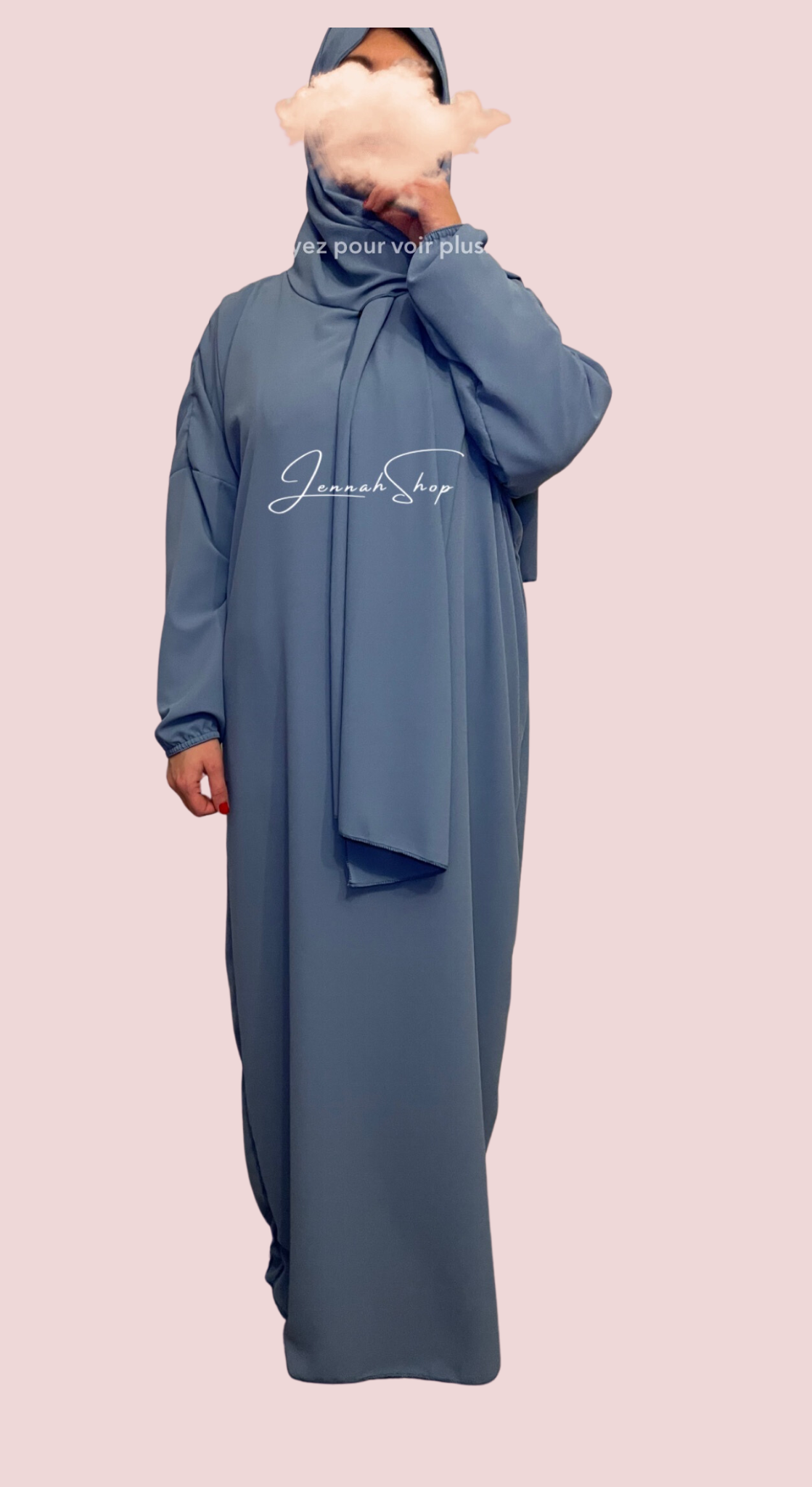 Abaya hijab intégré bleu foncé