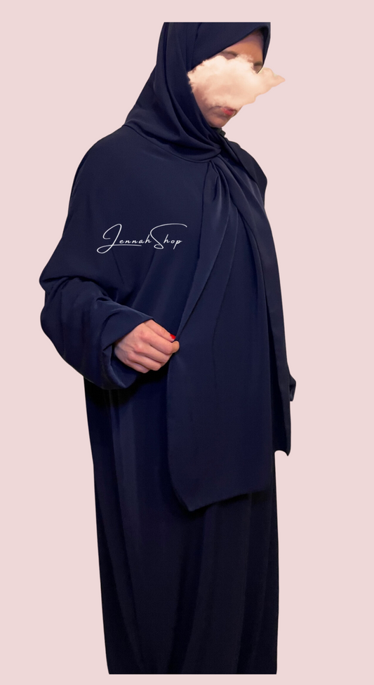 Abaya hijab intégré bleu marine