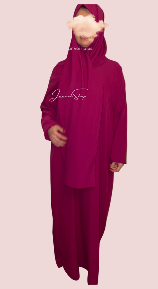 Abaya hijab intégré Rose