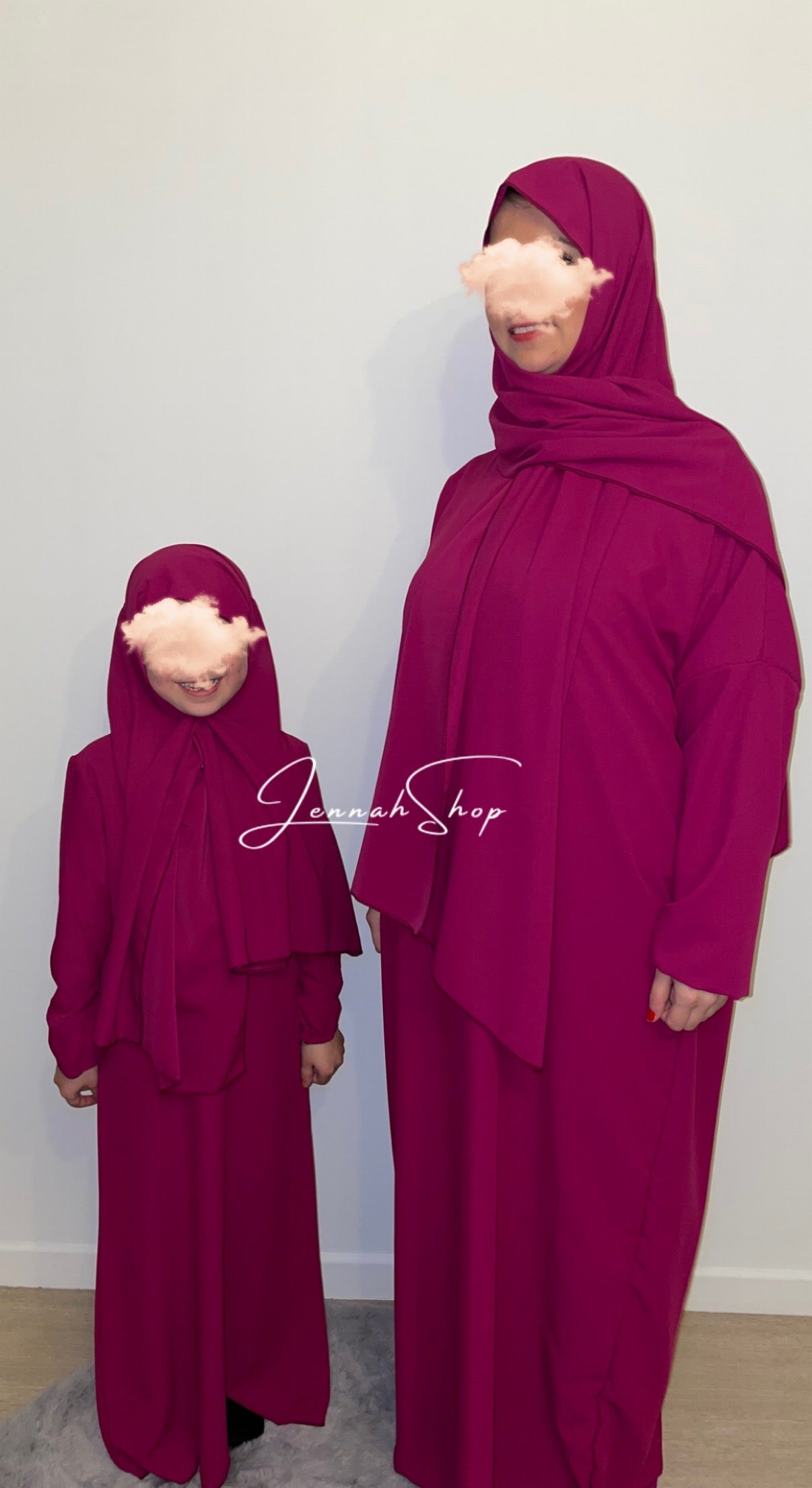 Abaya hijab intégré fille violet