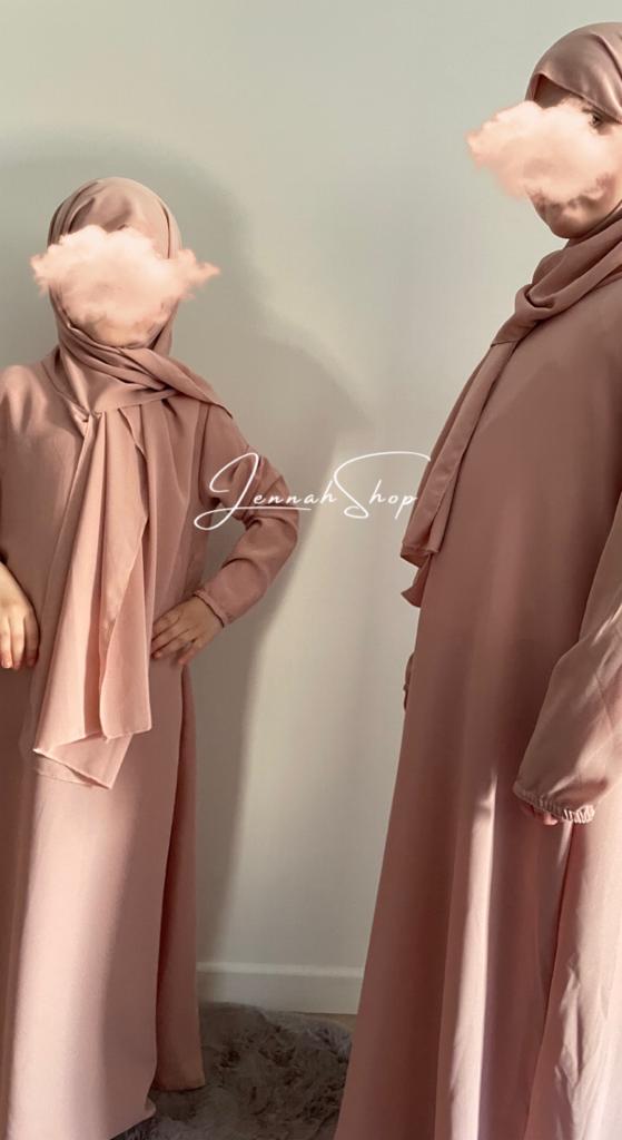 Abaya petite fille Rose poudré