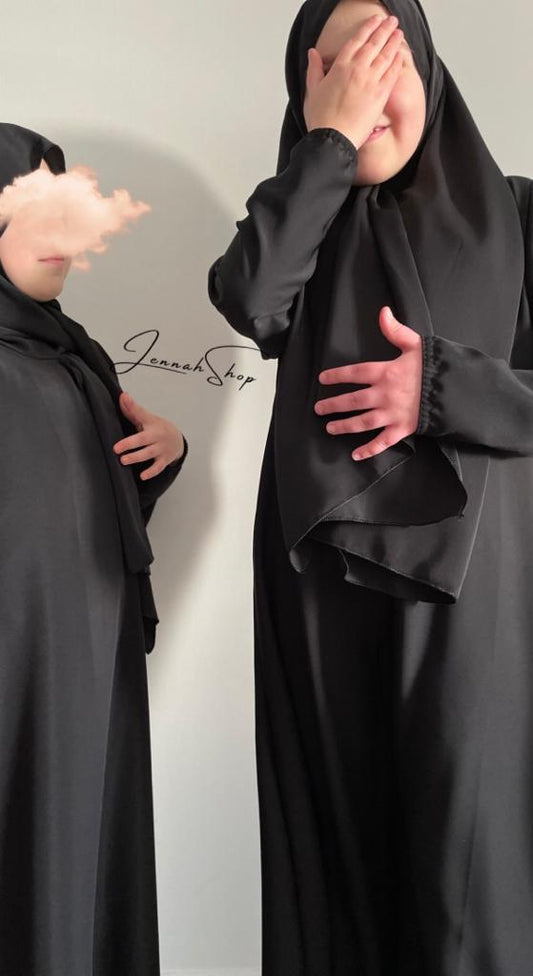 Abaya avec hijab petite fille  Noir